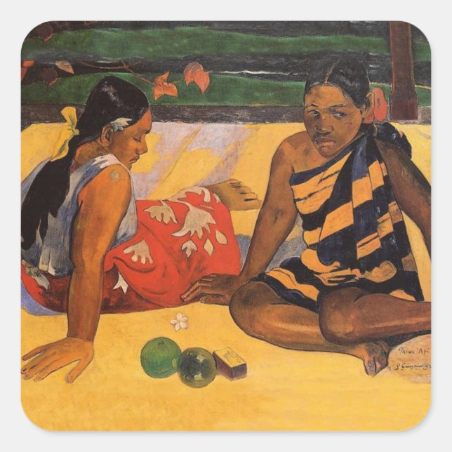 Gauguin French Polynesia Tahiti Women Painting Square Sticker (Front)
