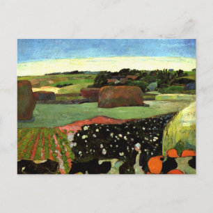 Gauguin - Haystacks in Brittany, Paul Gauguin art Postcard