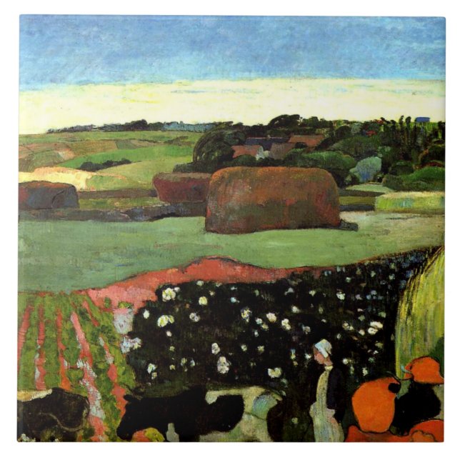 Gauguin - Haystacks in Brittany, Tile (Front)