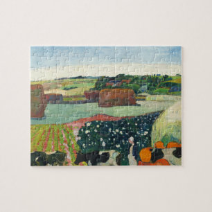 Gauguin Haystacks in Brittany Vintage Art Poster Jigsaw Puzzle