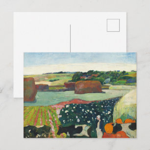 Gauguin Haystacks in Brittany Vintage Art Poster Postcard