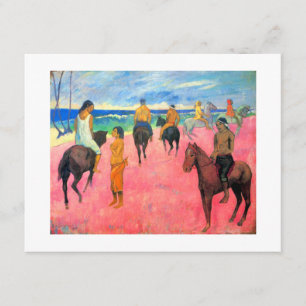 Gauguin horse art riders on pink beach in Tahiti Announcement