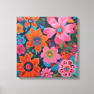 Gauguin Inspired Pink Floral  Canvas Print