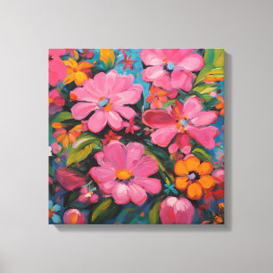 Gauguin Inspired Pink Floral  Canvas Print