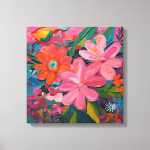 Gauguin Inspired Pink Floral  Canvas Print