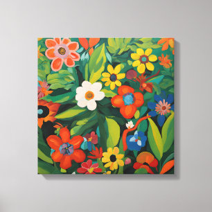 Gauguin Inspired White Green Floral Canvas Print