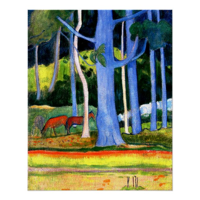 Gauguin - Landscape with Blue Tree Trunks Poster (Front)