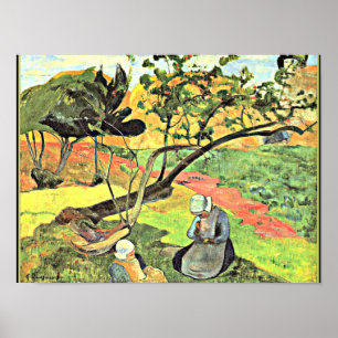 Gauguin - Landscape with Breton Women Poster