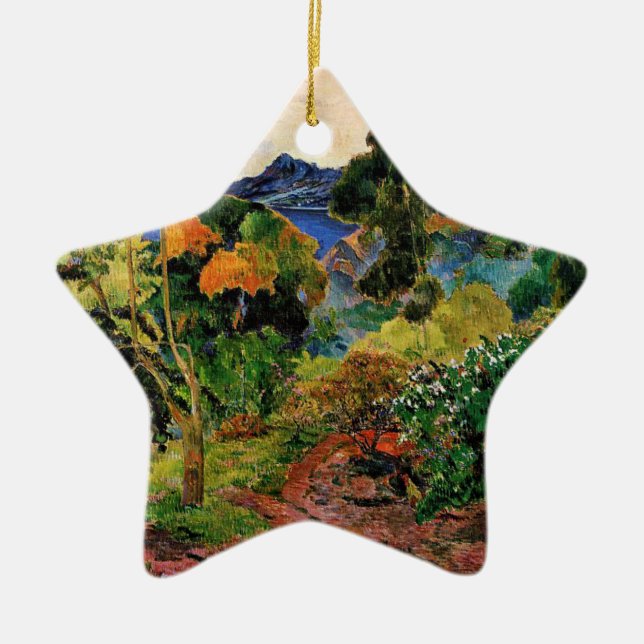Gauguin - Martinique Landscape Ceramic Tree Decoration (Front)