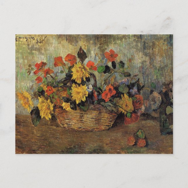 Gauguin - Nasturtiums and Dahlias in a Basket Postcard (Front)