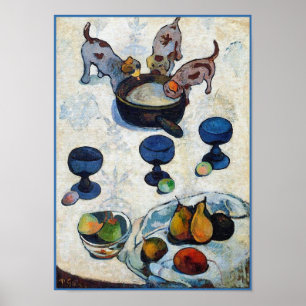 Gauguin Painting: Still Life with 3 Puppies Poster