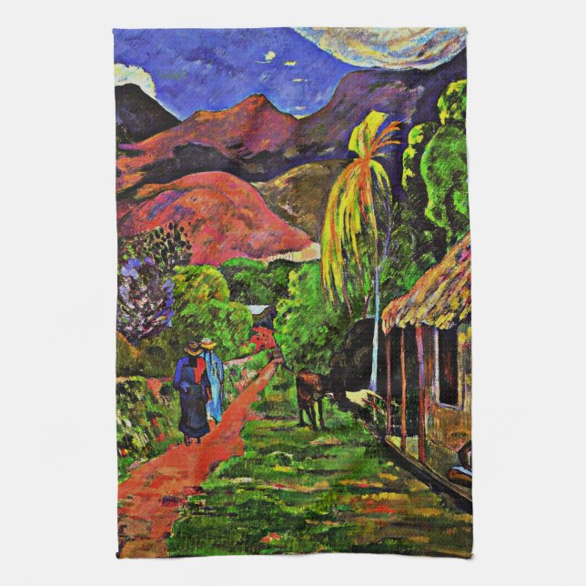 Gauguin - Road in Tahiti, 1891 Tea Towel (Vertical)