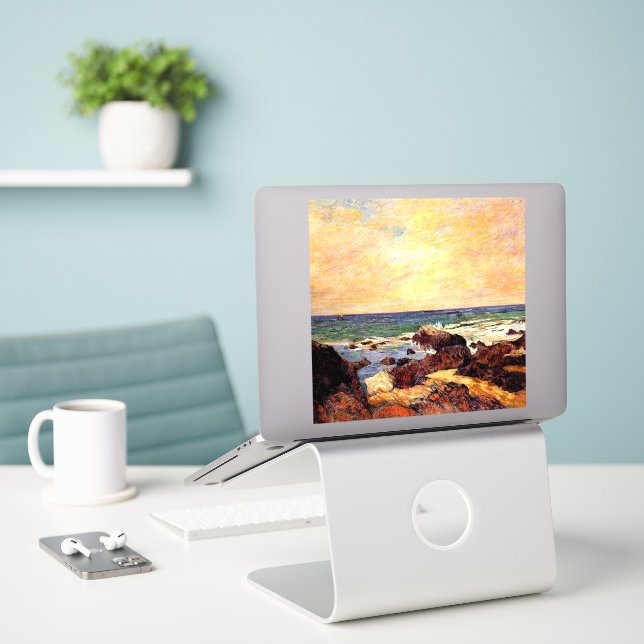 Gauguin - Rocks and Sea, 1886, painting (Laptop On Desk)