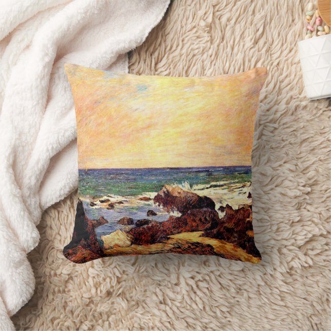 Gauguin - Rocks and Sea, 1886, painting Cushion (Blanket)