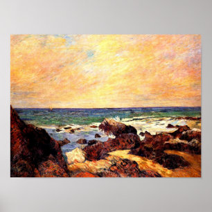Gauguin - Rocks and Sea, famous painting, Poster