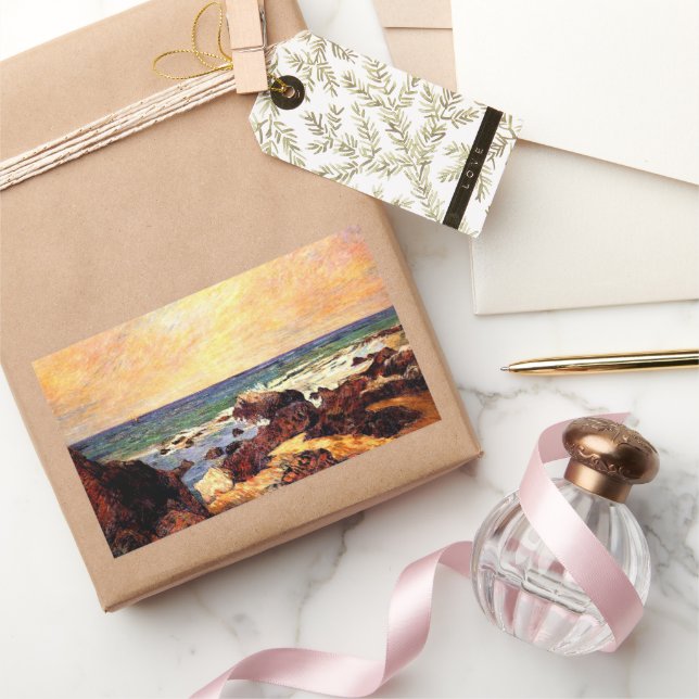 Gauguin - Rocks and Sea, fine art, Rectangular Sticker (Gifting)