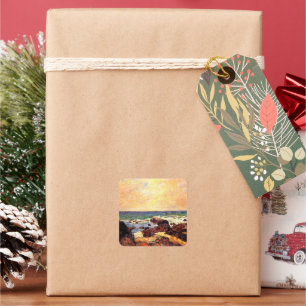 Gauguin - Rocks and Sea, Square Sticker