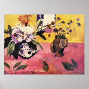Gauguin Still Life Head Vase Japanese Woodcut Art Poster