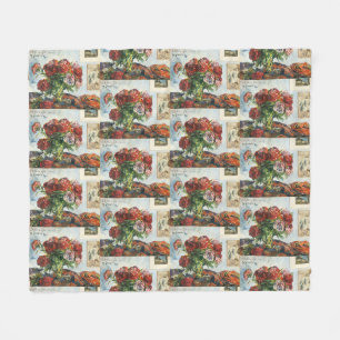 Gauguin Still Life with Peonies Vintage Art Print Fleece Blanket