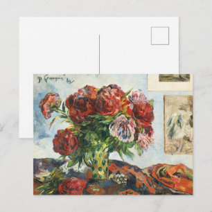 Gauguin Still Life with Peonies Vintage Art Print Postcard