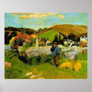 Gauguin - Swineherd, Brittany, Poster