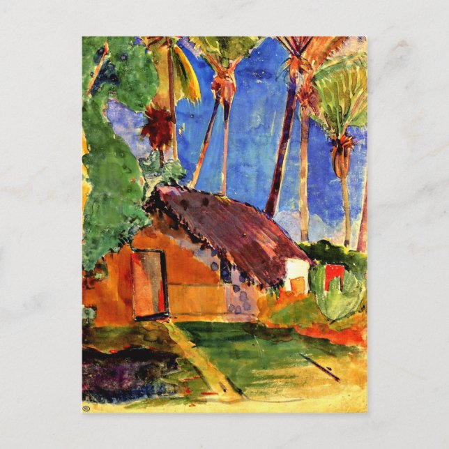 Gauguin - Thatched Hut under Palms Postcard (Front)