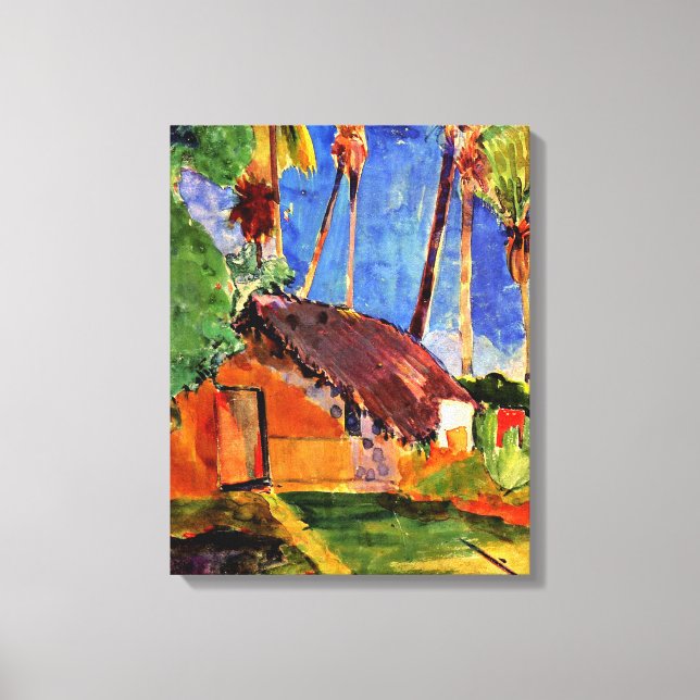 Gauguin - Thatched Hut under the  Palms Canvas Print (Front)