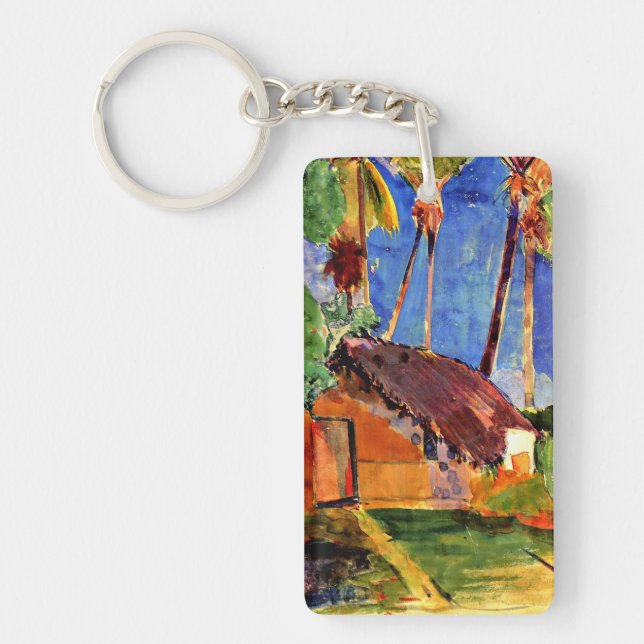 Gauguin - Thatched Hut under the  Palms Key Ring (Front)