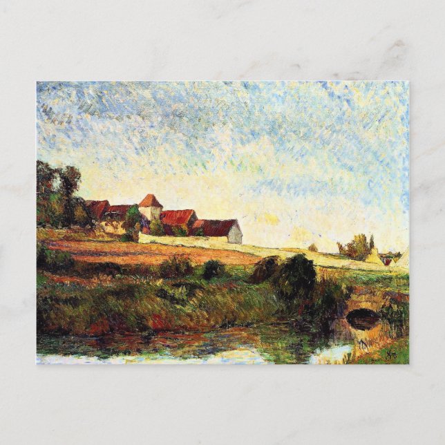 Gauguin - The Farm in Grue, famous painting Postcard (Front)
