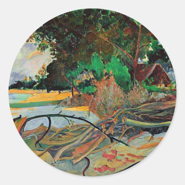 Gauguin - The Hibiscus Tree, famous painting Classic Round Sticker (Front)