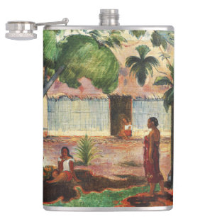 Gauguin The Large Tree Te raau rahi Art Poster Hip Flask