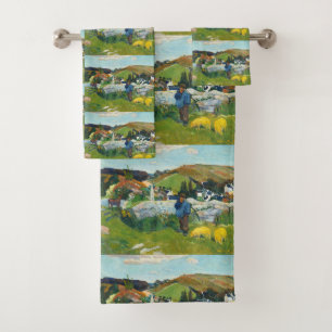 Gauguin The Swineherd Vintage Rural Art Poster Bath Towel Set