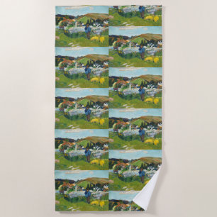 Gauguin The Swineherd Vintage Rural Art Poster Beach Towel