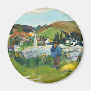 Gauguin The Swineherd Vintage Rural Art Poster Magnet