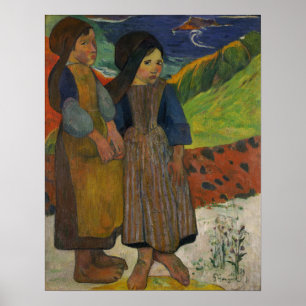 Gauguin - Two Breton Girls By The Sea 1889 Poster