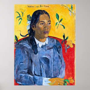 Gauguin - Woman with a Flower, portrait painting Poster