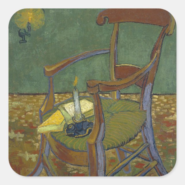 Gauguins Chair by Vincent Van Gogh Square Sticker (Front)