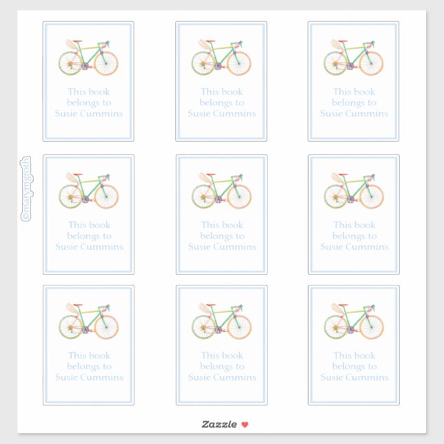 Gaurdian Bike with blue border Bookplate (Sheet)