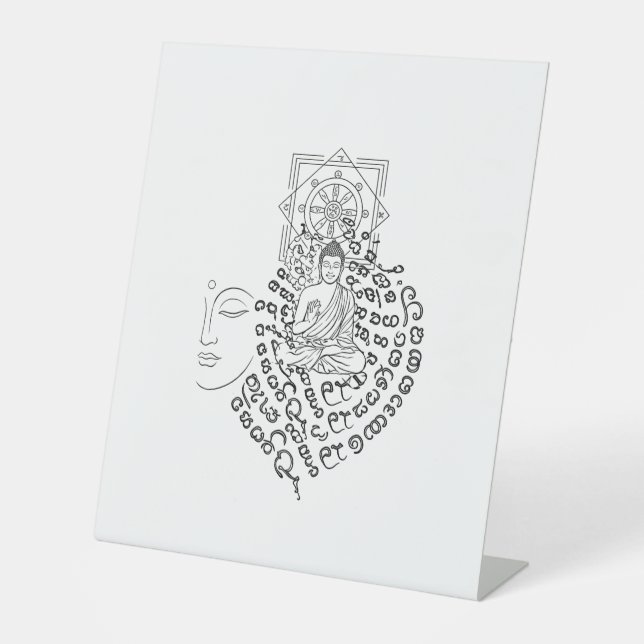 Gautam Buddh Dhamma Meditation Table Sign | Minima (Front)