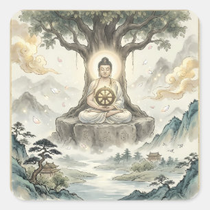 Gautam Buddh Meditation Art Sticker - Peaceful Dha