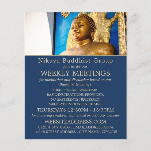 Gautama Buddha, Buddhist Group Advertising Flyer (Front)