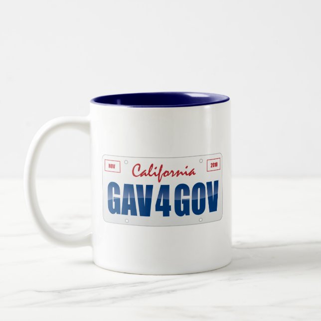 Gav 4 Gov License Plate Two-Tone Coffee Mug (Left)