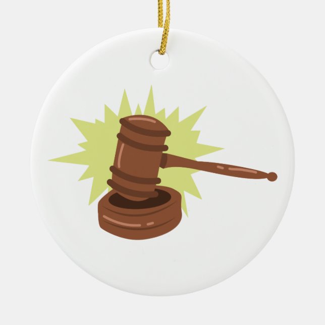 Gavel Ceramic Tree Decoration (Front)