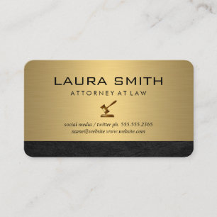 Gavel Icon   Attorney   Gold Metallic Leather Trim Business Card