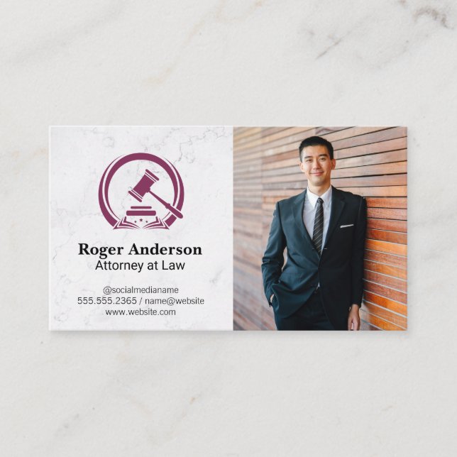 Gavel | Law | Business Man Business Card (Front)