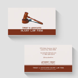 Gavel Law Firm Black and Brown Business Card