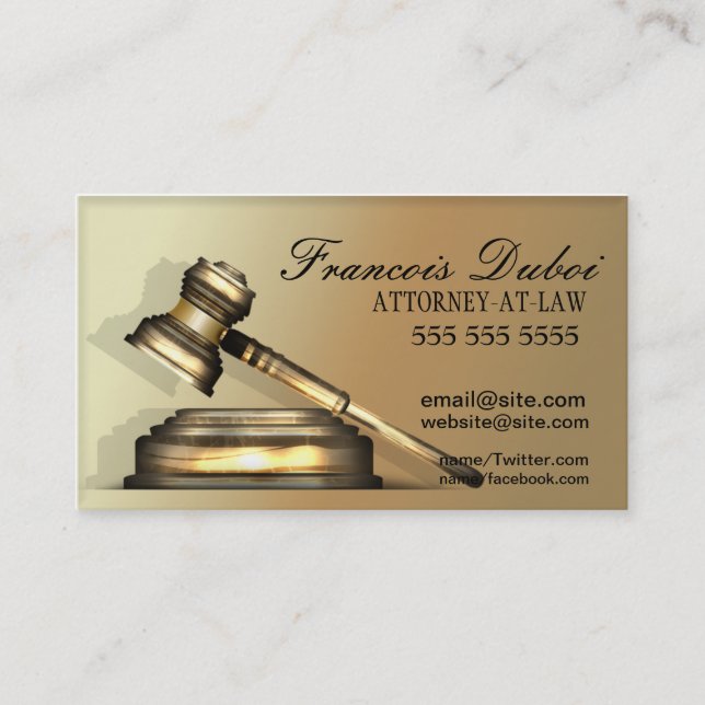 Gavel Lawyer Attorney Law Firm Business Card (Front)