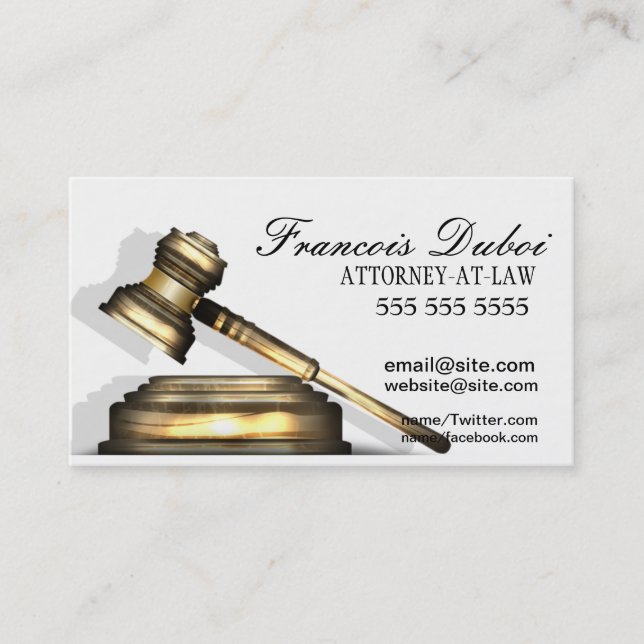 Gavel Lawyer Attorney Law Firm Business Card (Front)