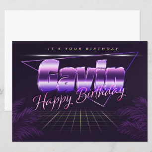 Gavin Name Vorname lila retro Karte Geburtstag Card