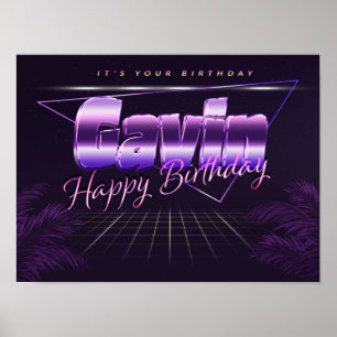 Gavin Name Vorname lila retro Poster Geburtstag